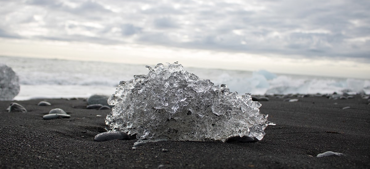 ice crystal on beach